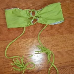 Acacia swimwear chartreuse green top lace up